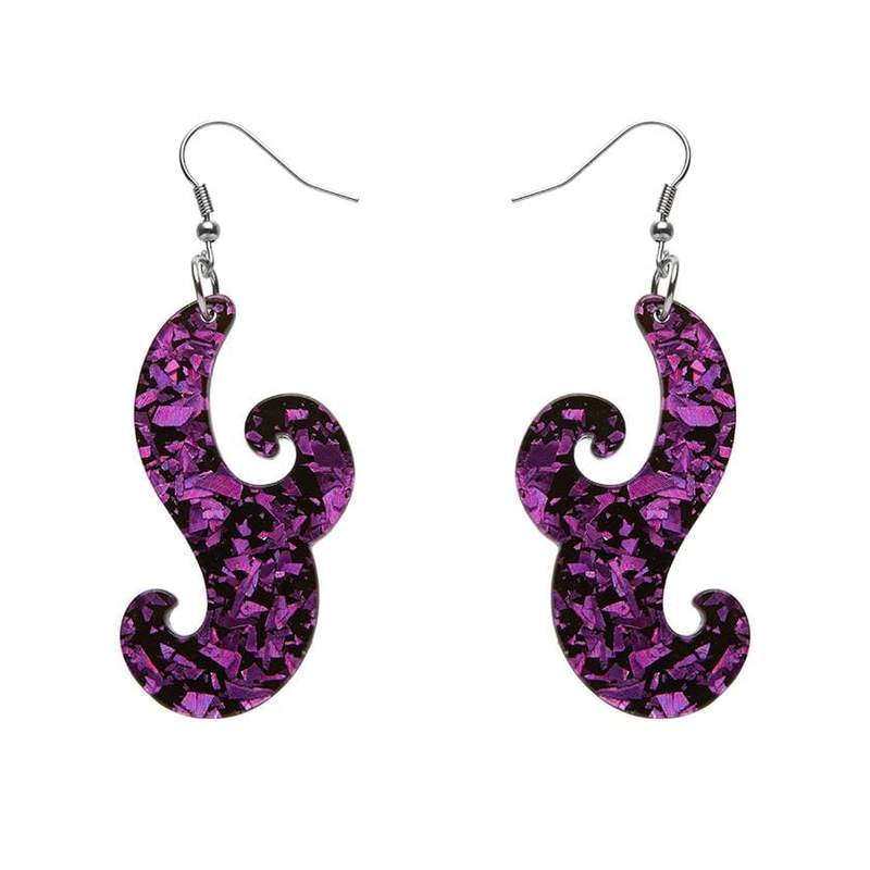 Erstwilder - Nouveau Chunky Glitter Resin Drop Earrings - Purple