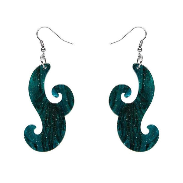 Erstwilder - Nouveau Ripple Glitter Resin Drop Earrings - Emerald