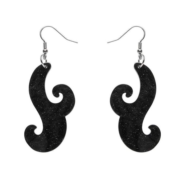 Erstwilder -  Nouveau Ripple Glitter Resin Drop Earrings - Black