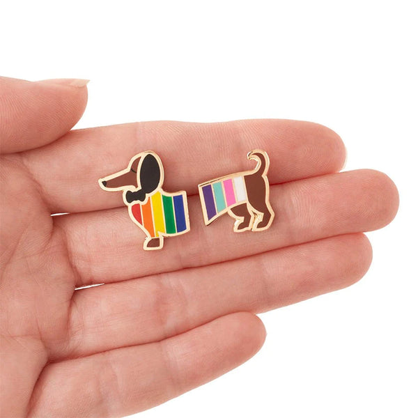 Erstwilder - Spiffy the Supportive Dog Enamel Earrings
