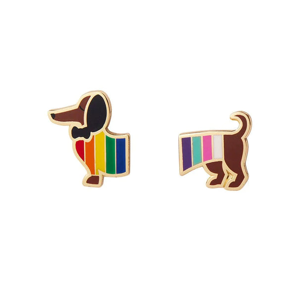 Erstwilder - Spiffy the Supportive Dog Enamel Earrings