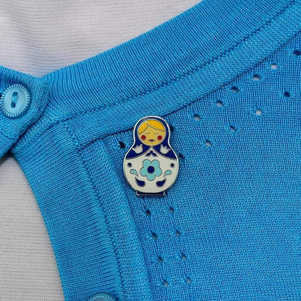 Erstwilder - Matryoshka Memories Enamel Pin - (Small/Blue)