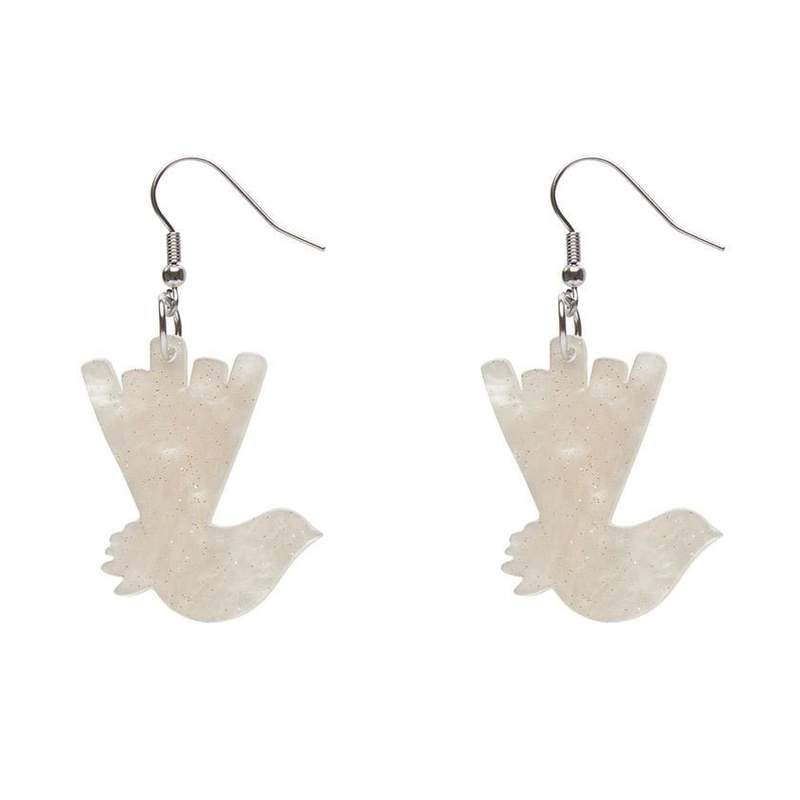 Erstwilder - Wagtail Ripple Glitter Resin Drop Earrings - Cream