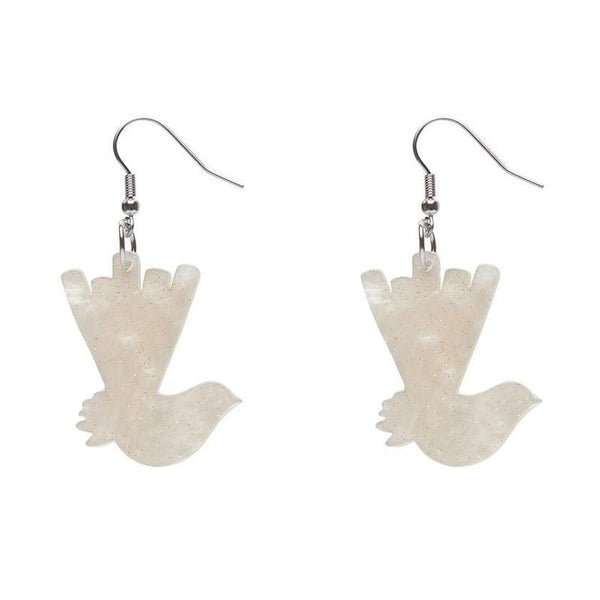 Erstwilder - Wagtail Ripple Glitter Resin Drop Earrings - Cream