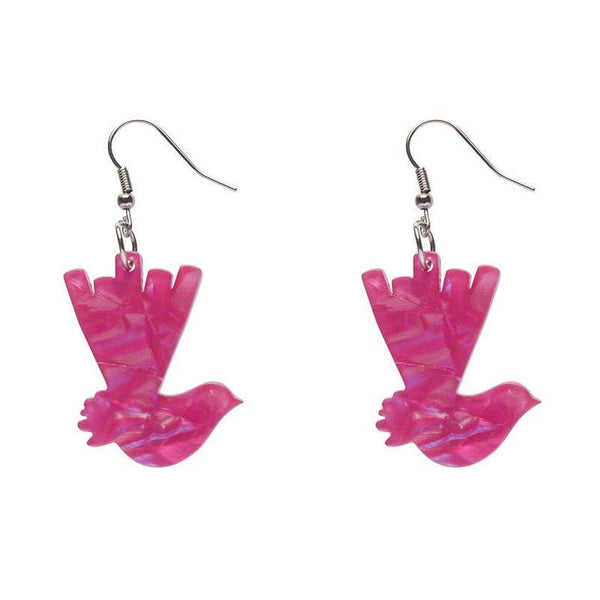 Erstwilder - Wagtail Textured Resin Drop Earrings - Fuschia