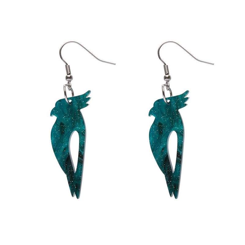 Erstwilder - Kookaburra Ripple Glitter Resin Drop Earrings - Green