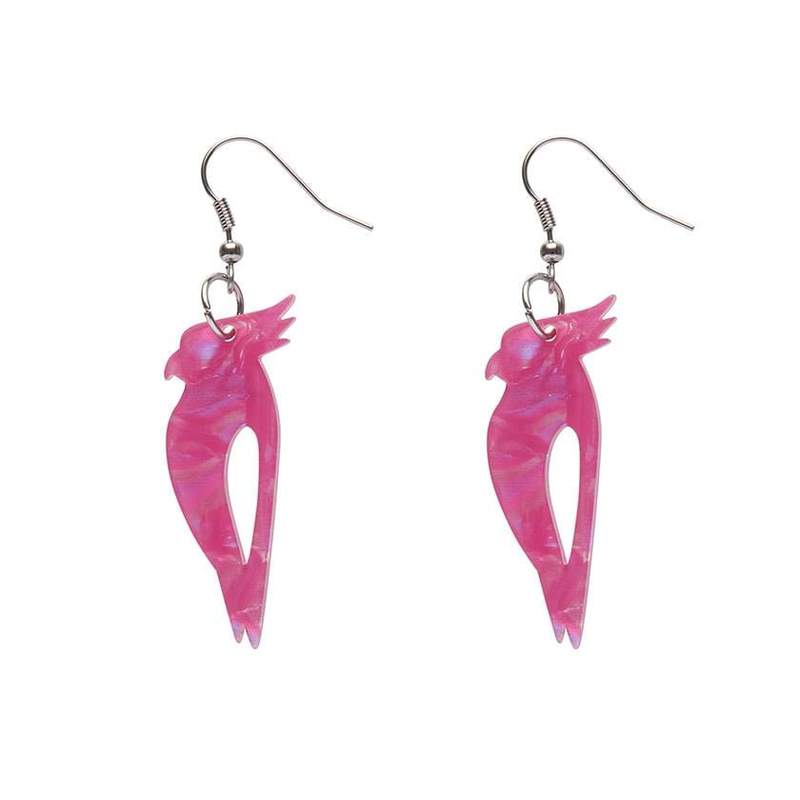 Erstwilder - Kookaburra Textured Glitter Resin Drop Earrings - Fuchsia