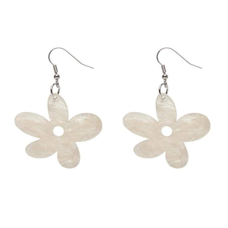 Erstwilder - Flower Ripple Glitter Resin Drop Earrings - Cream