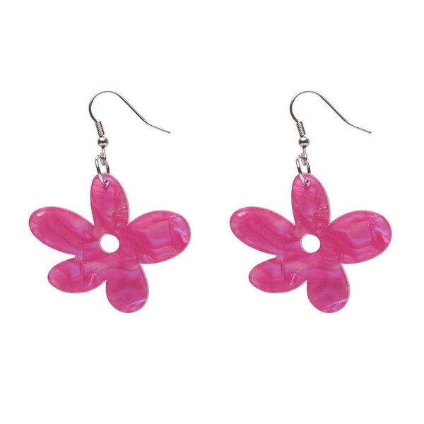 Erstwilder - Flower Textured Resin Drop Earrings - Fuschia