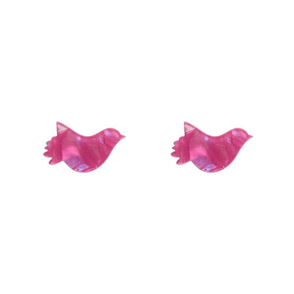 Erstwilder - Bird Textured Glitter Resin Stud Earrings - Fuchsia