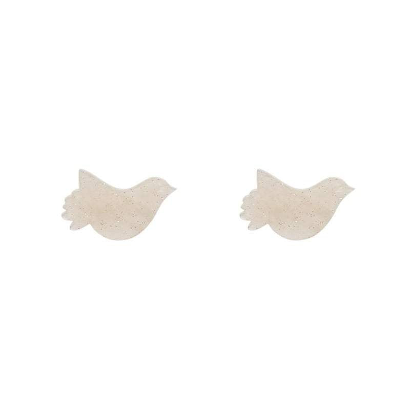 Erstwilder - Bird Ripple Glitter Resin Stud Earrings - Cream