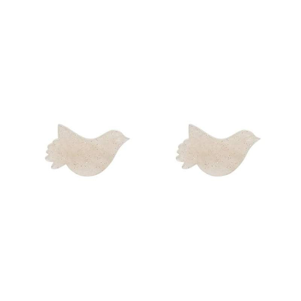 Erstwilder - Bird Ripple Glitter Resin Stud Earrings - Cream