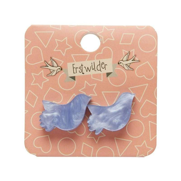 Erstwilder - Bird Ripple Glitter Resin Stud Earrings - Blue