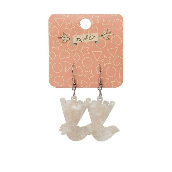 Erstwilder - Wagtail Ripple Glitter Resin Drop Earrings - Cream