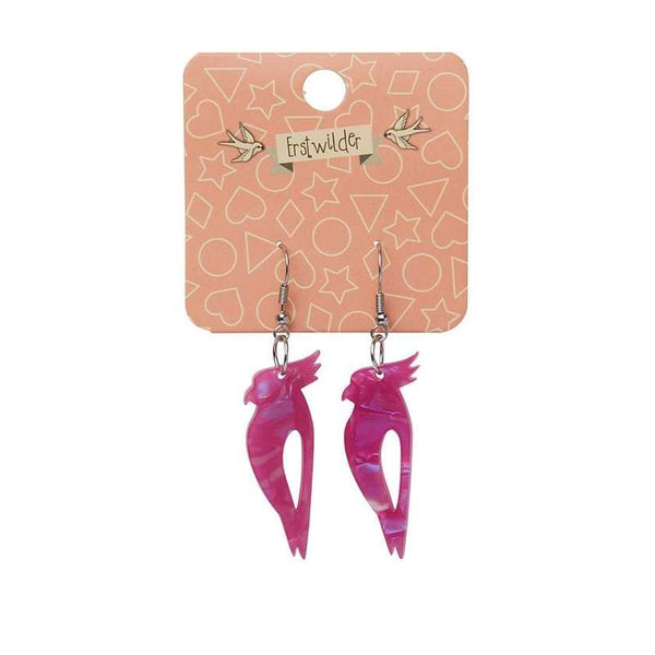 Erstwilder - Kookaburra Textured Glitter Resin Drop Earrings - Fuchsia