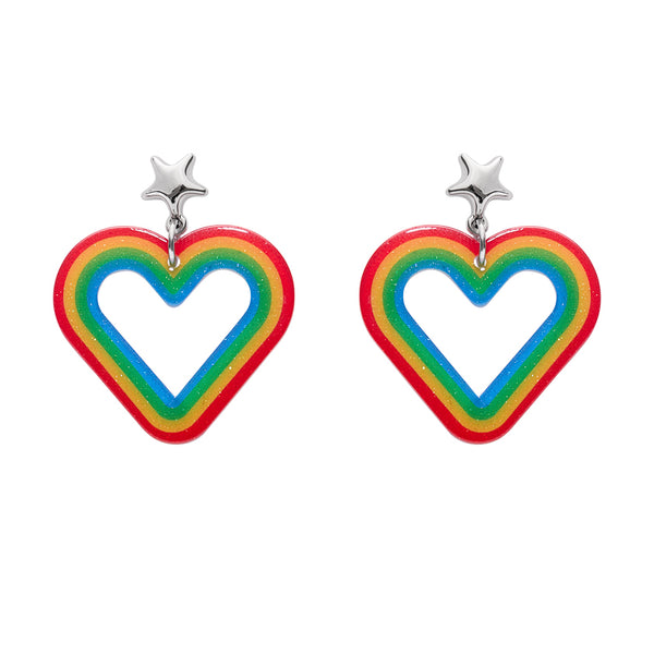 Erstwilder - Heart Rainbow Stud Drop Earrings - Rainbow Brite (2025)