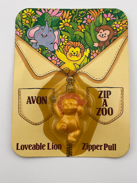 Vintage 1983 Avon Zip A Zoo Loveable Lion Zipper Pull