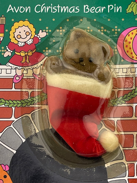 Vintage 1982 Avon Christmas Bear Pin