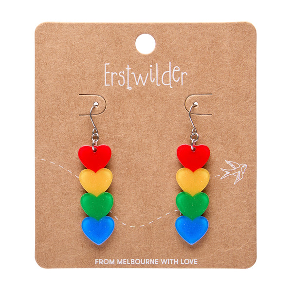 Erstwilder - Rainbow Hearts Drop Earrings - Rainbow Brite (2025)
