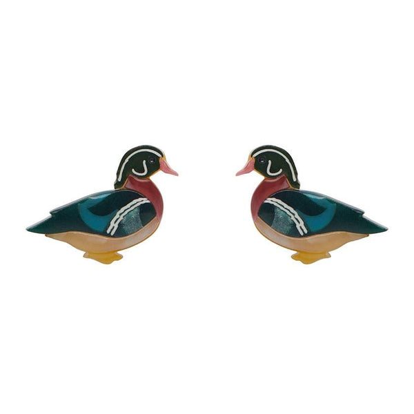 Erstwilder Mallard Ballard Duck Brooch & Mallard Ballard Stud Earrings Bundle
