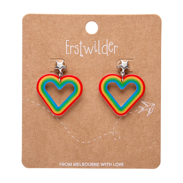 Erstwilder - Heart Rainbow Stud Drop Earrings - Rainbow Brite (2025)