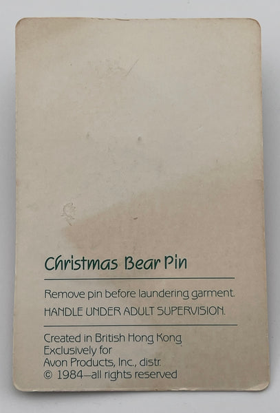 Vintage 1982 Avon Christmas Bear Pin