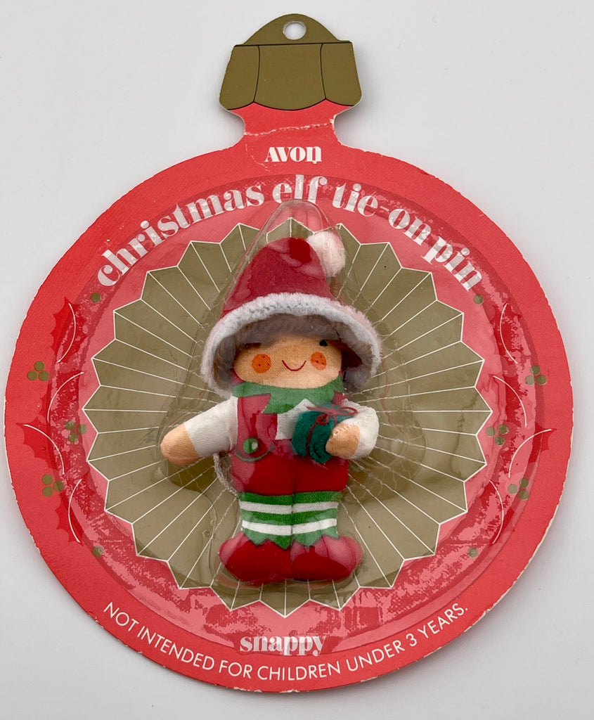 Vintage 1987 Avon Snappy Christmas Elf Tie on A Pin Ornament