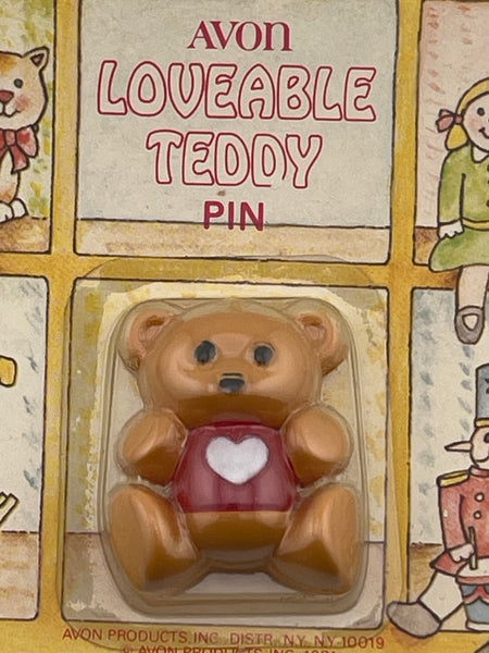 Vintage 1981 Avon Loveable Teddy Bear Valentines Heart Pin