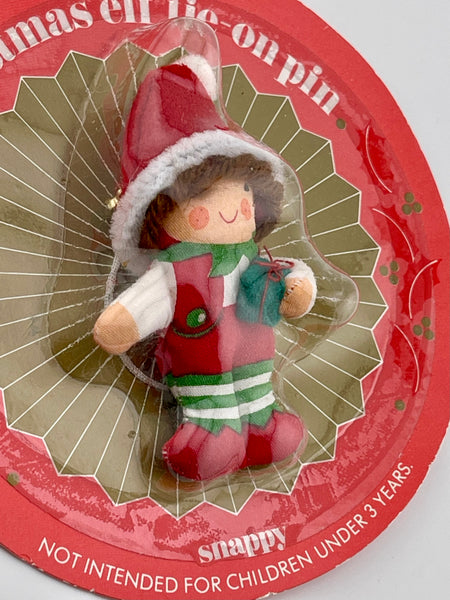 Vintage 1987 Avon Snappy Christmas Elf Tie on A Pin Ornament