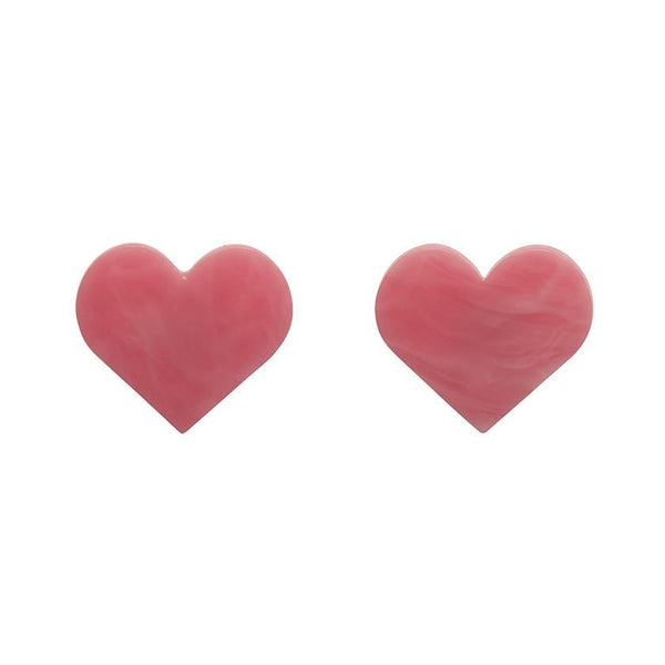 Erstwilder - Heart Marble Resin Stud Earrings - Pink