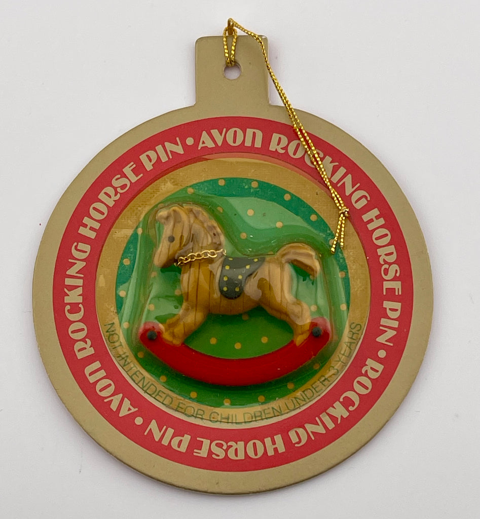 Vintage 1985 Avon Christmas Rocking Horse Pin Ornament