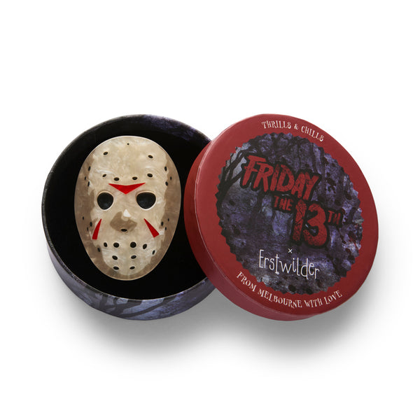 Erstwilder - Jason Voorhees Mask Brooch + Earrings + Enamel Pin Ultimate Gift Pack - Thrills & Chills (2025)