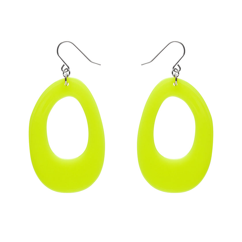 Erstwilder - Bold Hoop Drop Earrings - Neon Yellow