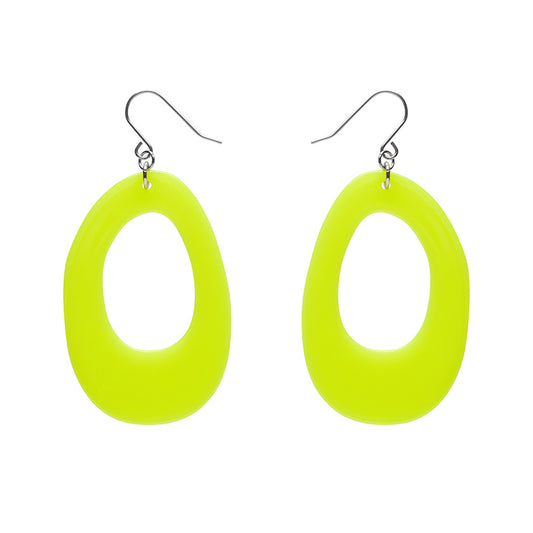 Erstwilder - Bold Hoop Drop Earrings - Neon Yellow