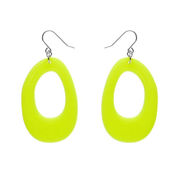 Erstwilder - Bold Hoop Drop Earrings - Neon Yellow