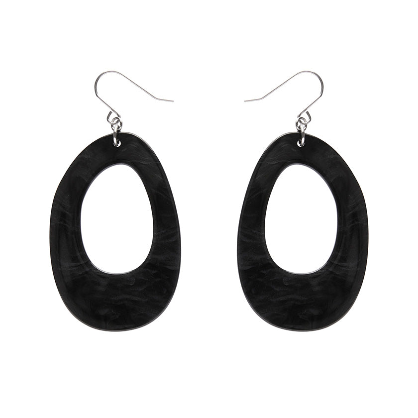 Erstwilder -  Bold Hoop Ripple Drop Earrings - Black