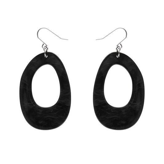 Erstwilder -  Bold Hoop Ripple Drop Earrings - Black