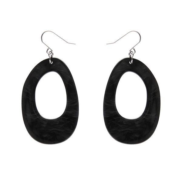 Erstwilder -  Bold Hoop Ripple Drop Earrings - Black