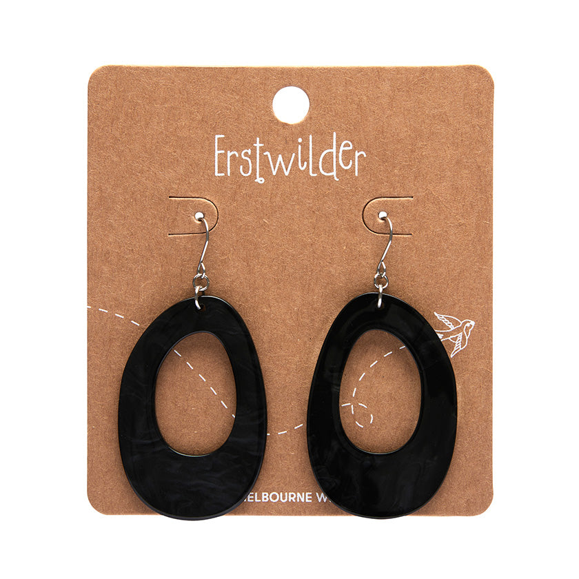 Erstwilder -  Bold Hoop Ripple Drop Earrings - Black