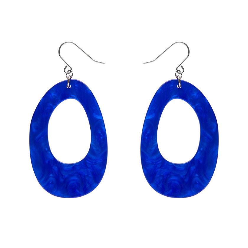 Erstwilder - Bold Hoop Ripple Drop Earrings - Navy Blue