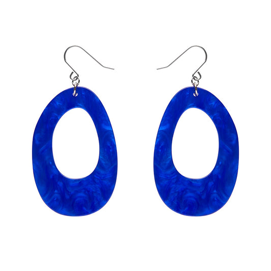 Erstwilder - Bold Hoop Ripple Drop Earrings - Navy Blue