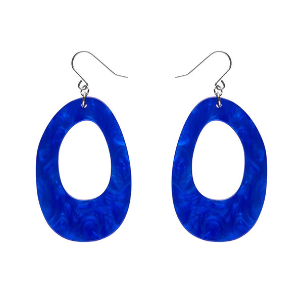 Erstwilder - Bold Hoop Ripple Drop Earrings - Navy Blue