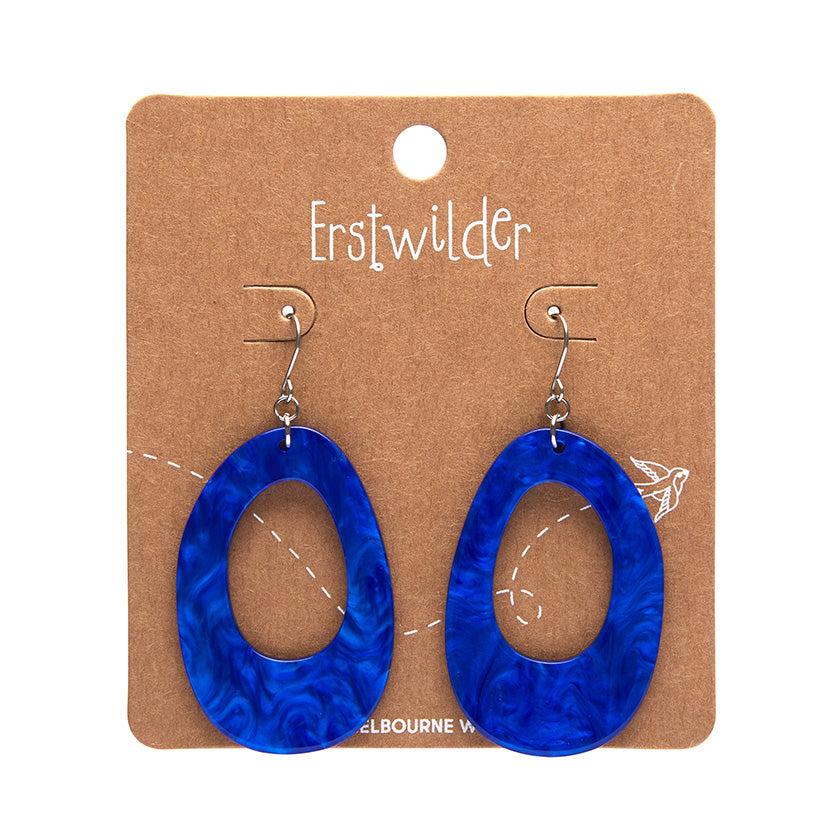 Erstwilder - Bold Hoop Ripple Drop Earrings - Navy Blue