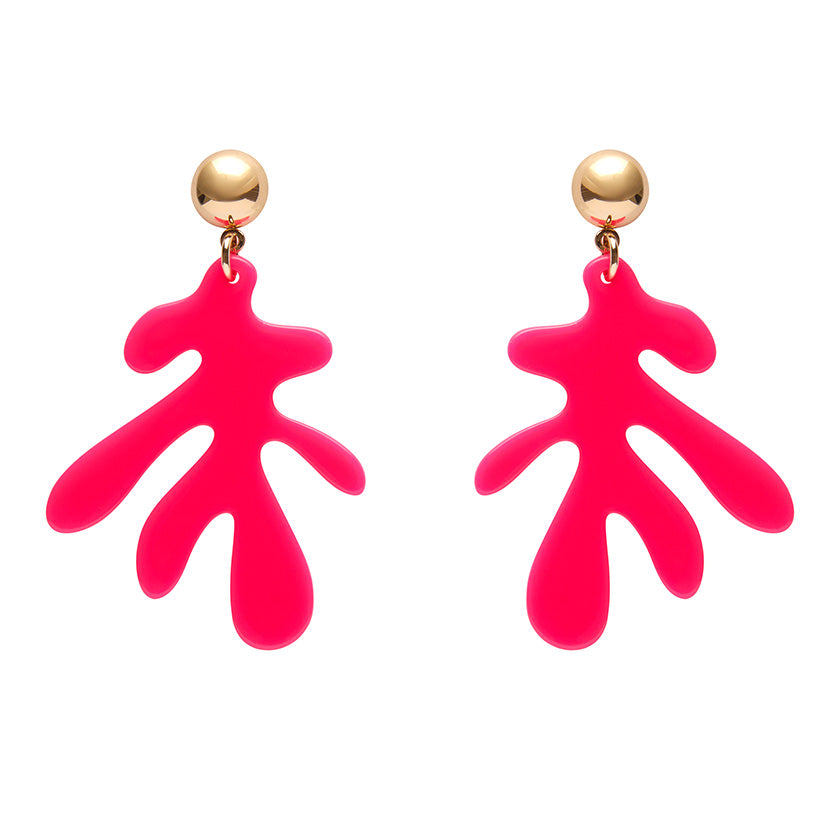 Erstwilder - Coral Solid Drop Earrings - Neon Pink