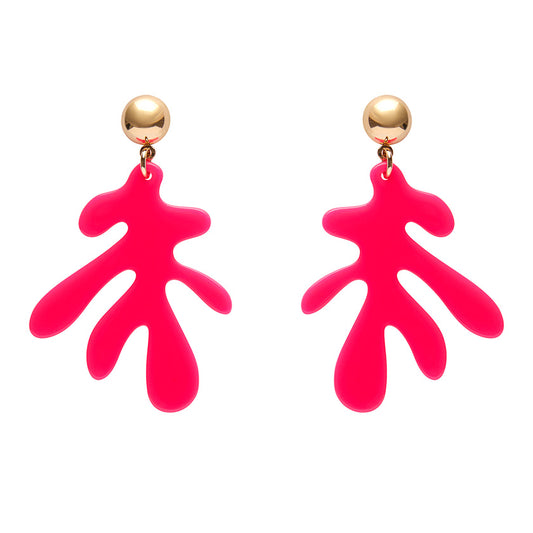 Erstwilder - Coral Solid Drop Earrings - Neon Pink