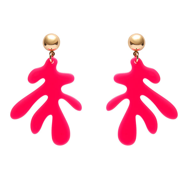 Erstwilder - Coral Solid Drop Earrings - Neon Pink