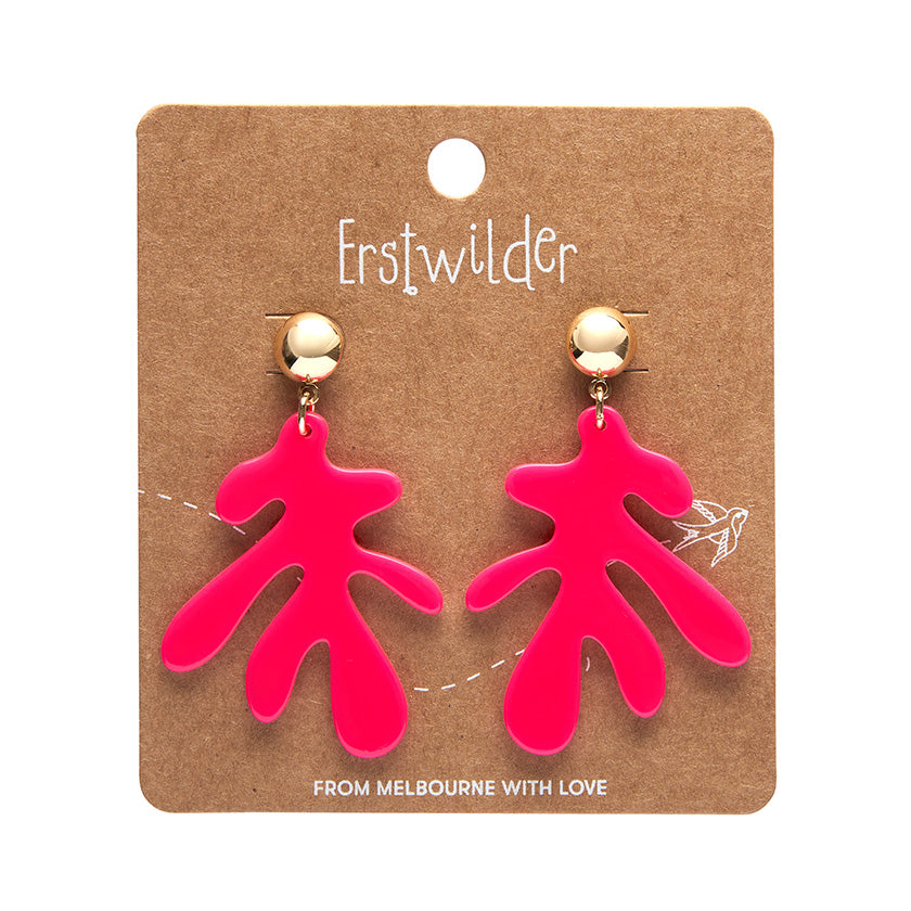 Erstwilder - Coral Solid Drop Earrings - Neon Pink