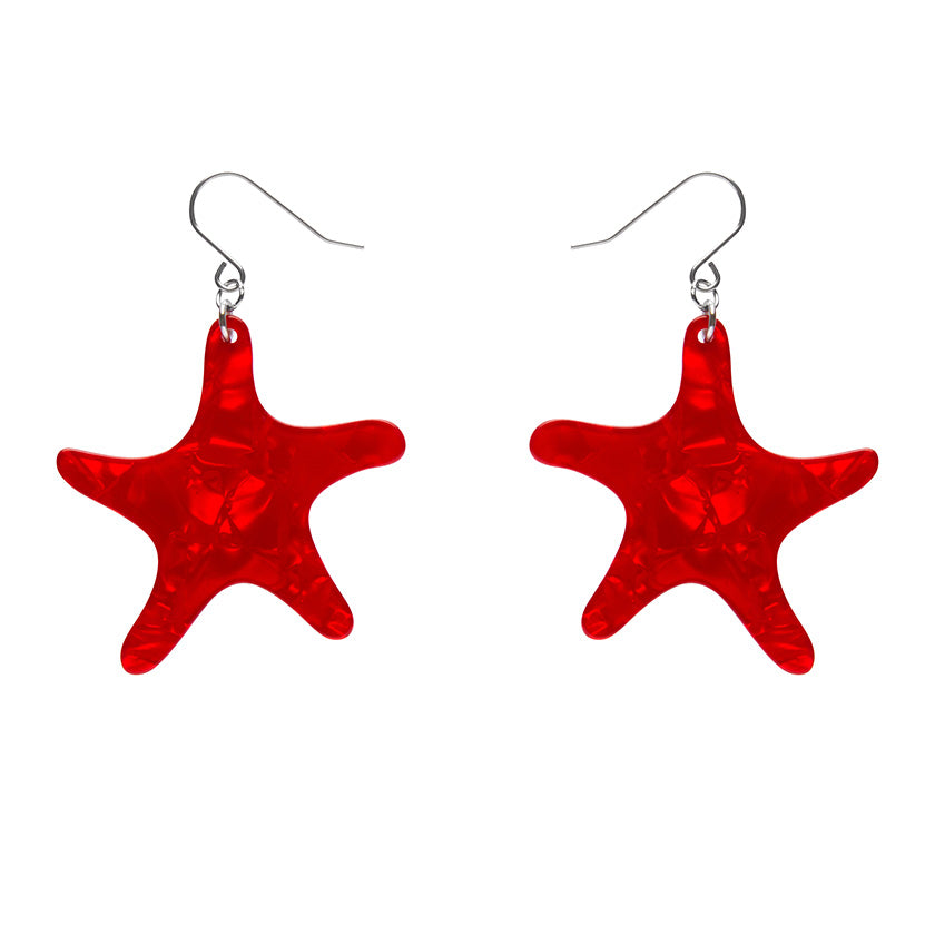 Erstwilder - Starfish Ripple Drop Earrings - Red