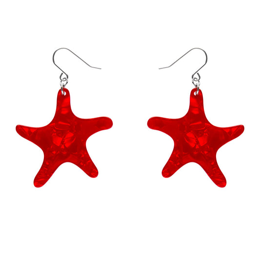 Erstwilder - Starfish Ripple Drop Earrings - Red