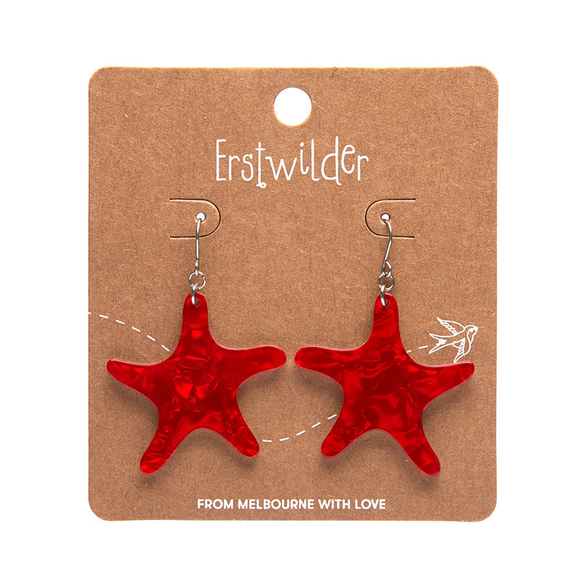 Erstwilder - Starfish Ripple Drop Earrings - Red